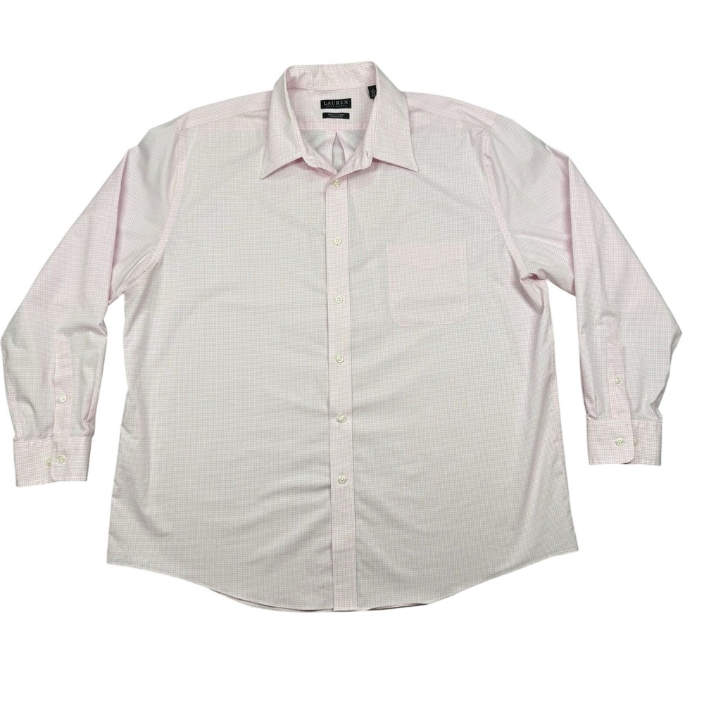 Lauren Ralph Lauren Button Down Shirt Men's 2XL Pink Stretch Fabric Regular Fit